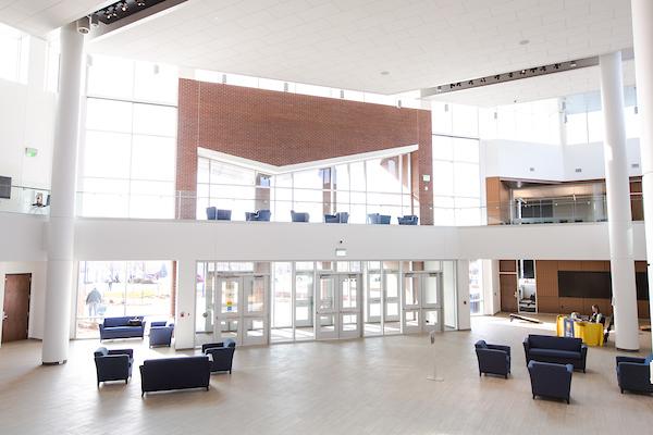 View of the entrance of Campus Commons from the inside