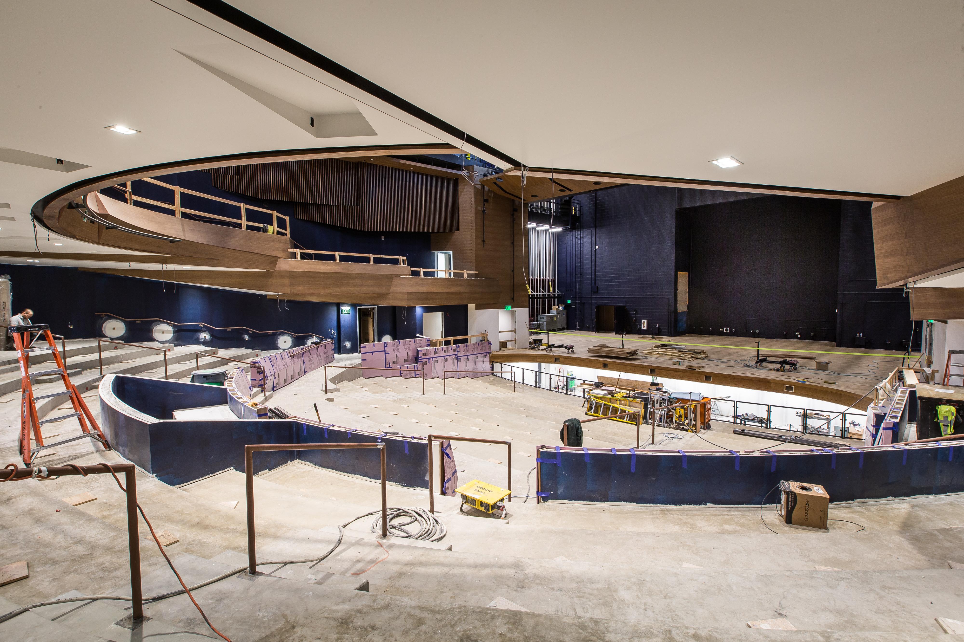 View of the Campus Commons Auditorium currently understand construction