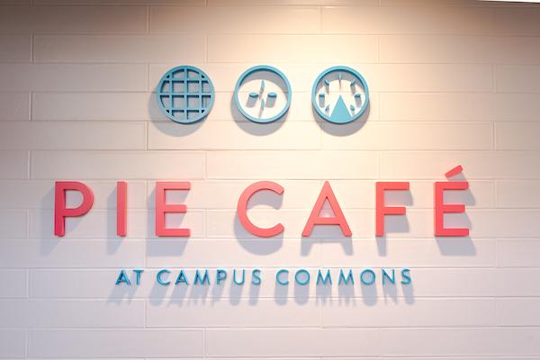 Pie Cafe sign hanging in Campus Commons