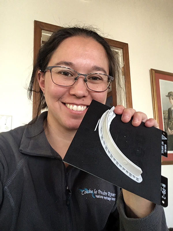 Chelsie Romulo holding the 3D printed piece