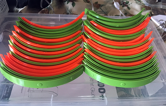 Finished bottom parts of the face shields