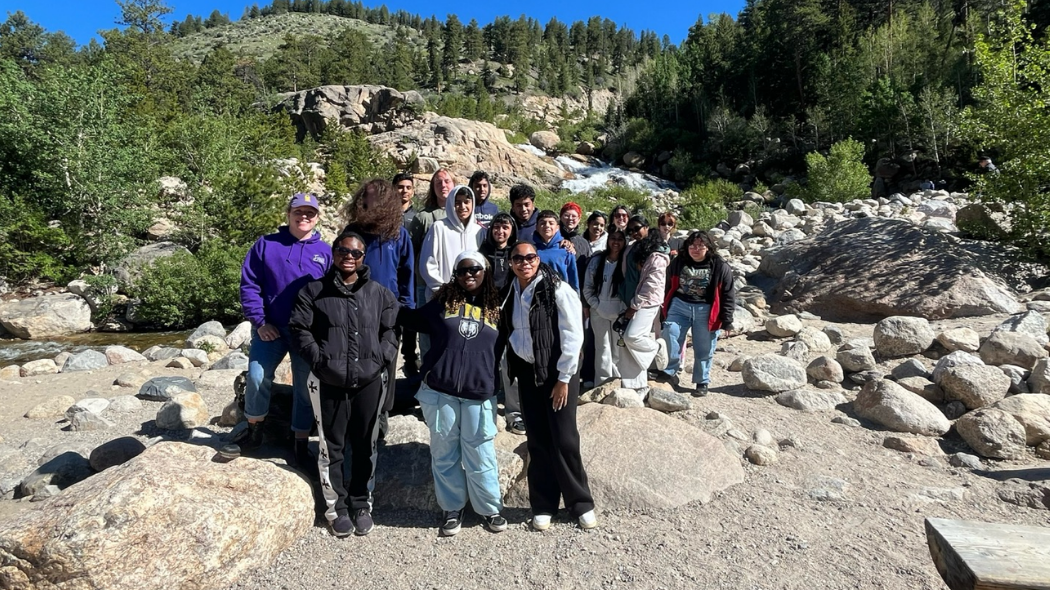 A group of students and mentors from the Frontiers of Science Institute out on a hike.