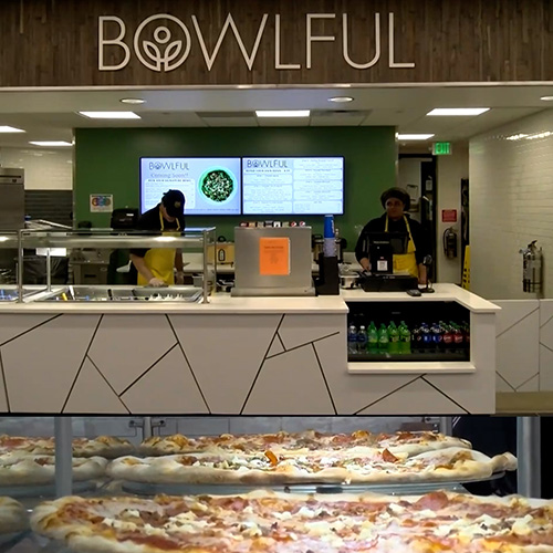 Bowlful in the University Center Dining Hall, caption reads 'New dining options at the University Center'