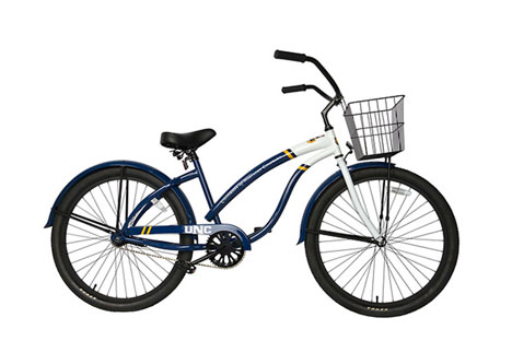 Blue cruiser bike that can be rented from Outdoor Pursuits free of cost