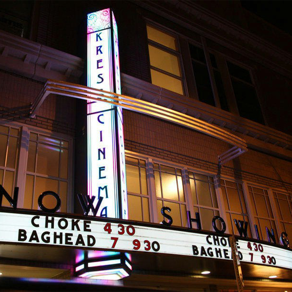 Kress Cinema marquee and sign.