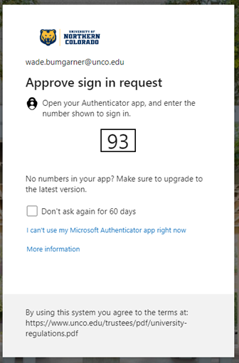 Screen showing Microsoft MFA approval for authentication