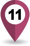 Road marker indicating weeks 11 through 14