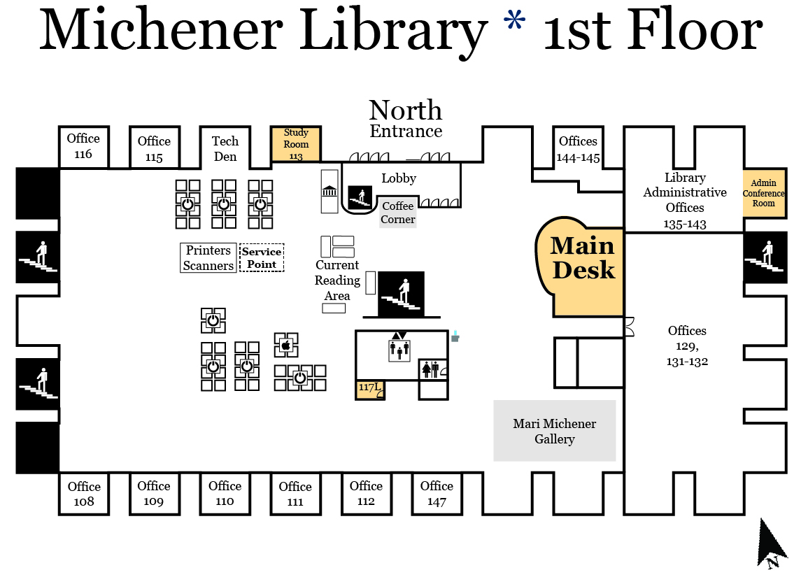 Map of Michener Library first floor Map of Michener Library first floor