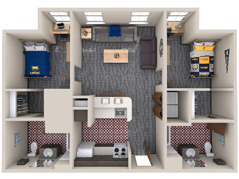 2 bedroom, 2 bathroom floorplan