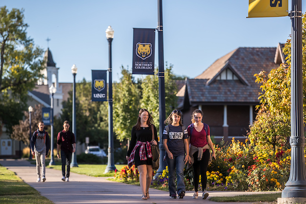 Students walking on central campus
