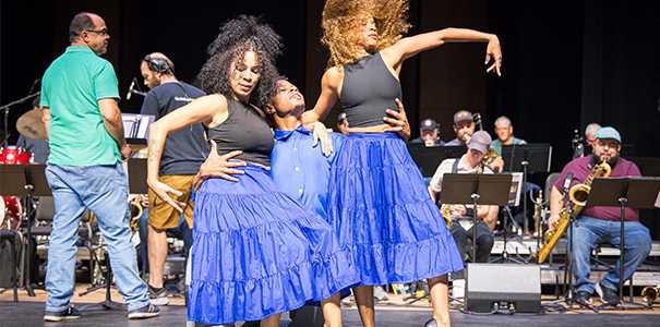 Concert rehearsal with dancers