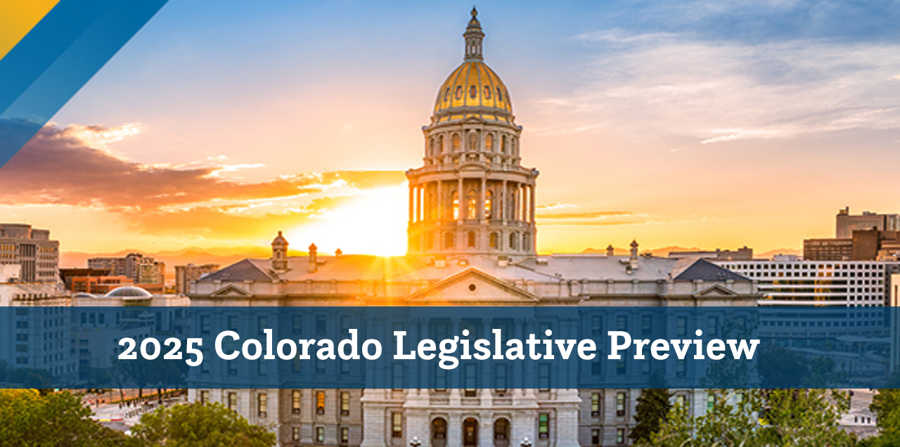 Photo of the Colorado Capitol building at sunset.