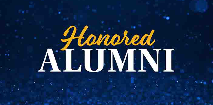 A graphic that states Honored Alumni