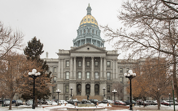 Outside of the state capitol of Colorado in Denver