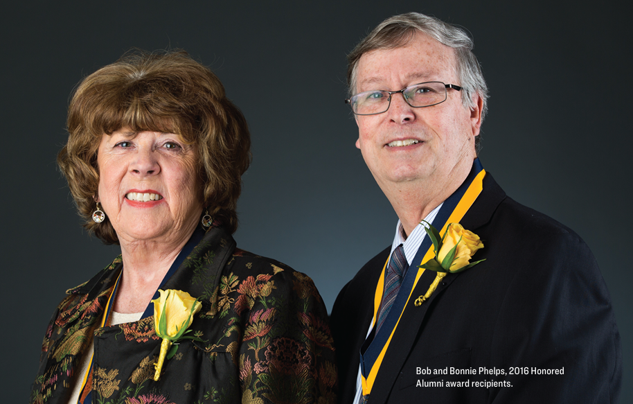 Bob and Bonnie Phelps at the 2016 Honored Alumni Induction Ceremony