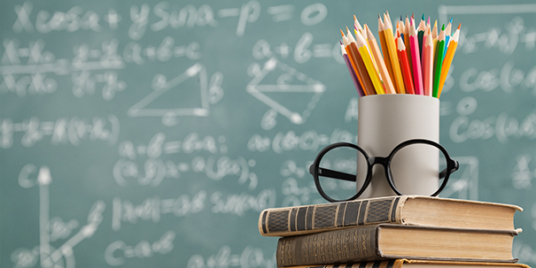stock image of chalk board and glasses