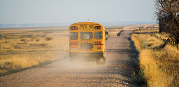 school bus on rural road