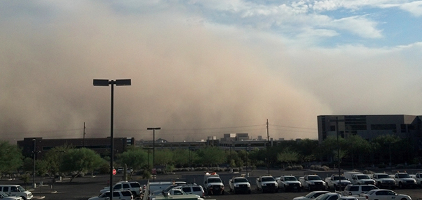 Dust storm forming from NOAA.