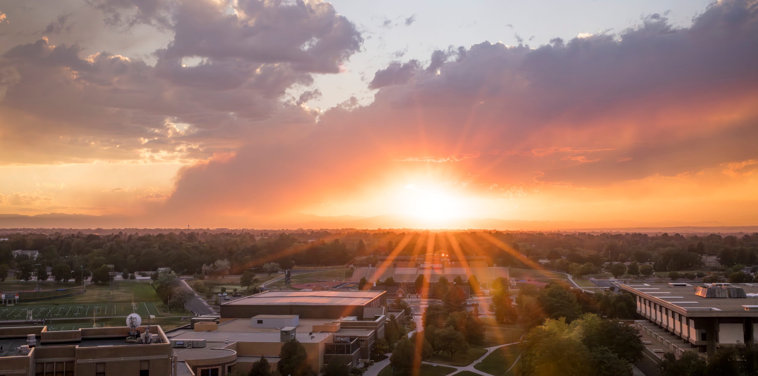 A stunning sunset over UNC's campus