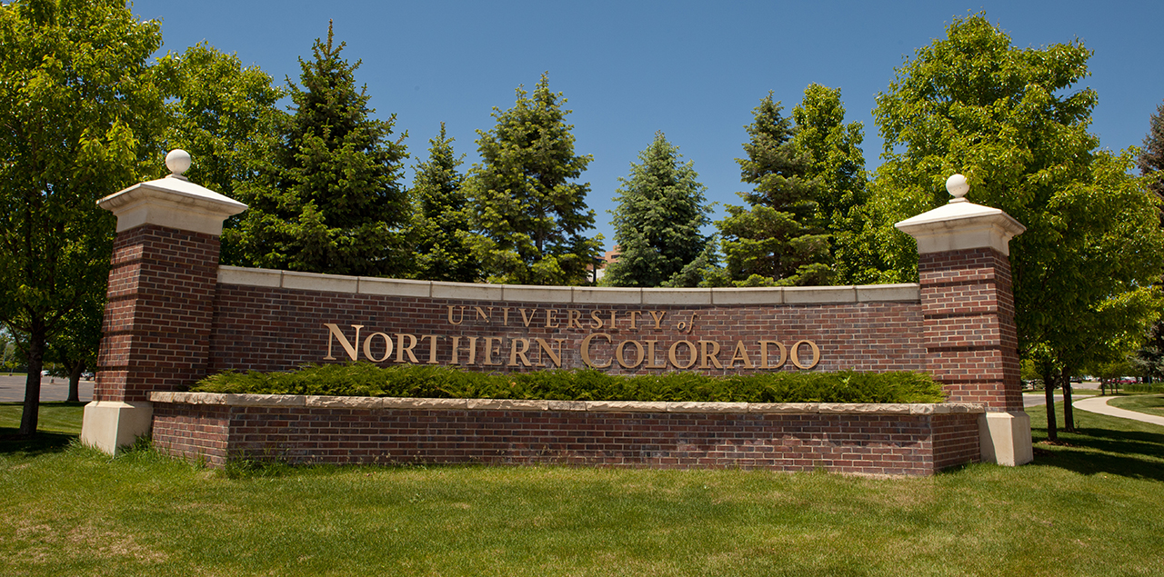 University of Northern Colorado sign on brick facade