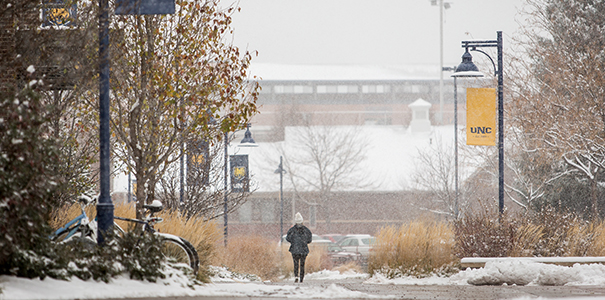 Snowing on campus