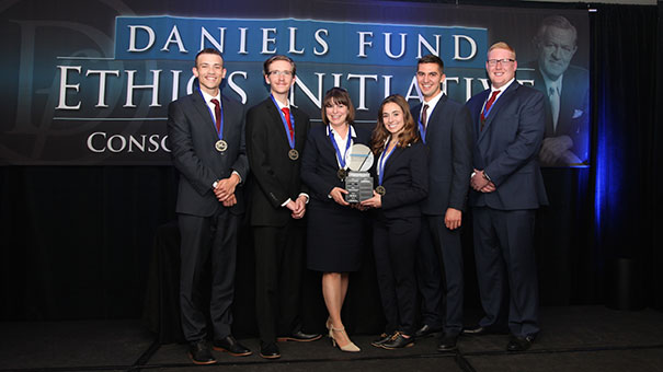 UNC students on the winning team are, from left: Christopher Campbell,Christopher Bristow, Michelle Ellison, Madison Marrs, Evan Adams, and Kendall Ryan.