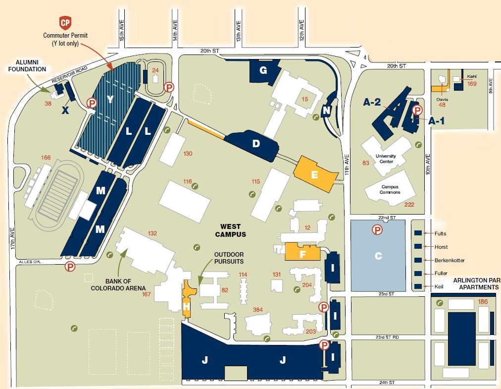 Unc Greeley Campus Map West Campus Map