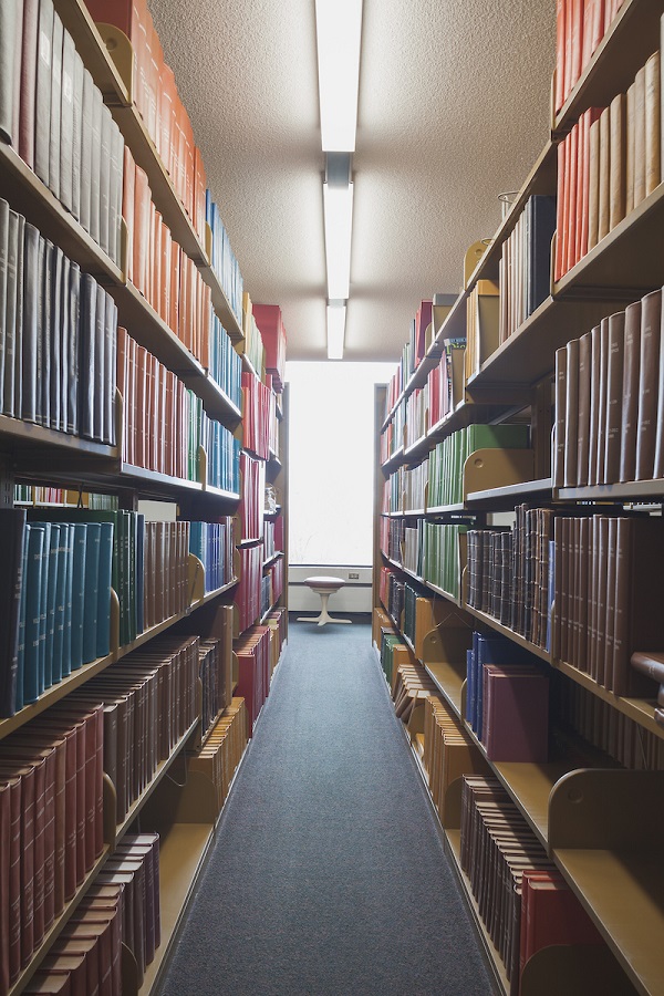 Books in a library - "the stacks"