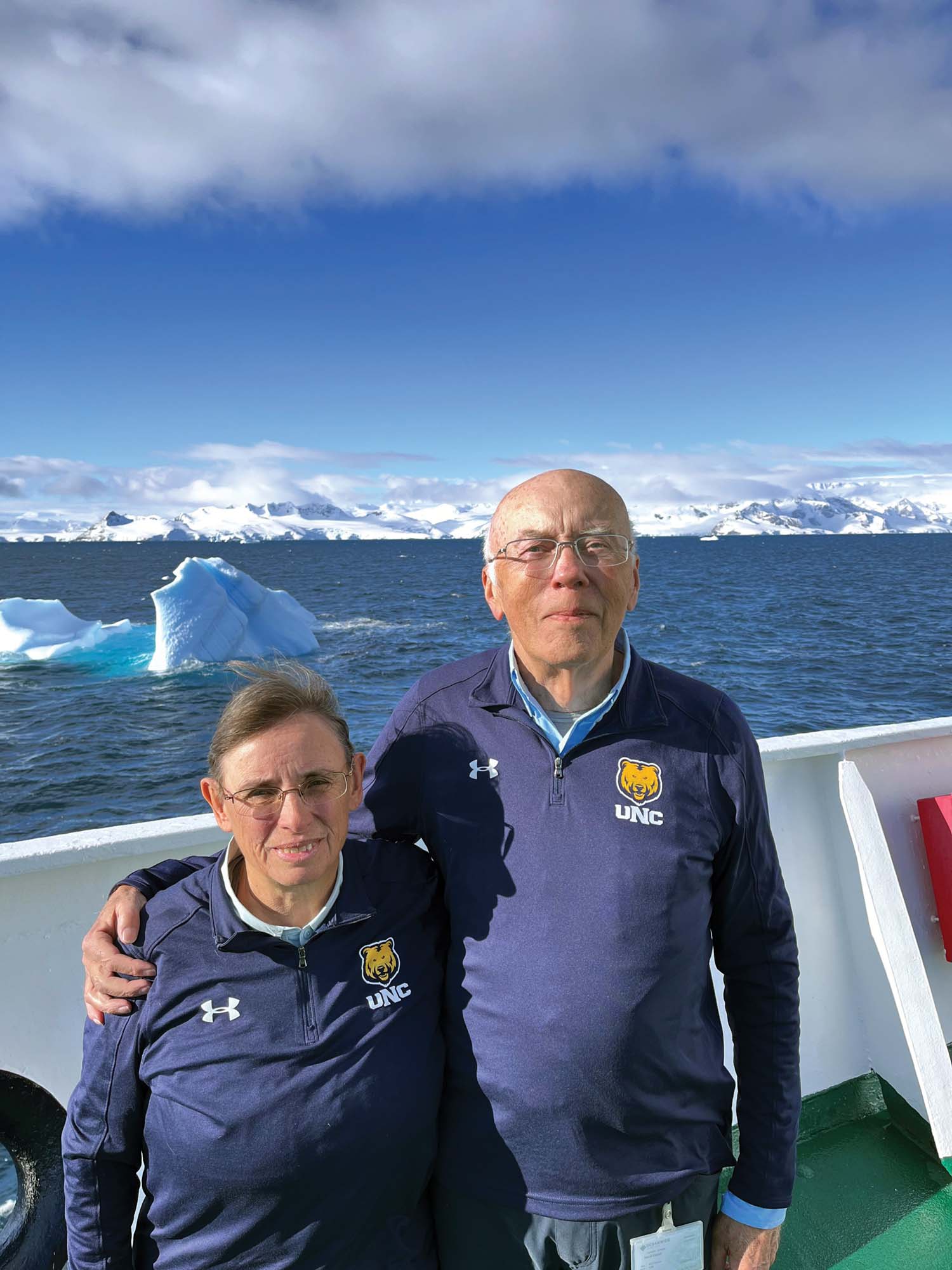 Julie Zalikowski, ’75, 2019 Honored Alumni and scholarship endowment supporter, and her husband Dave took an expedition to below the Antarctic Circle.